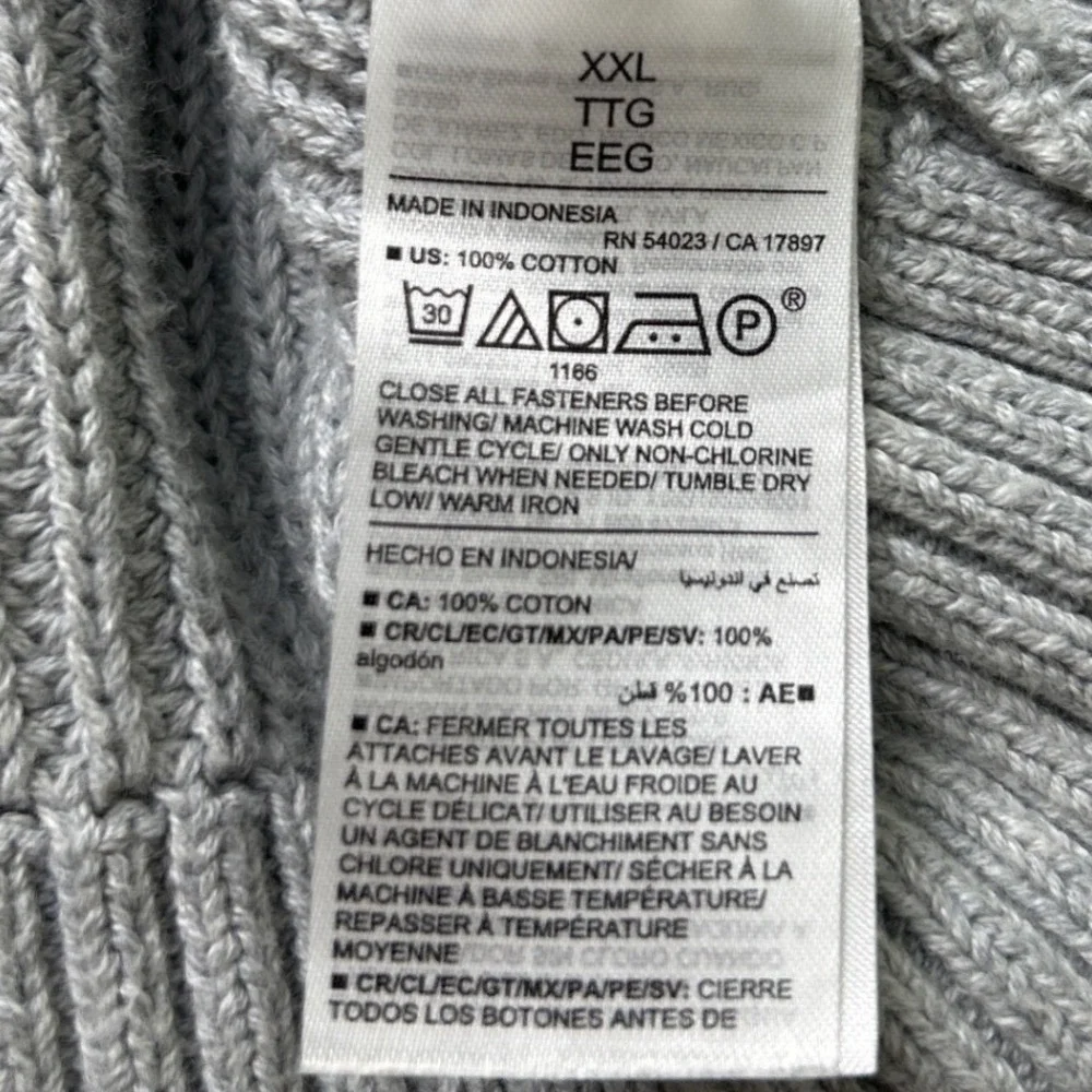 Old Navy Womens Grey Knit Cotton Cardigan Sweater Size XXL Tennis Varsity Preppy - Picture 8 of 8